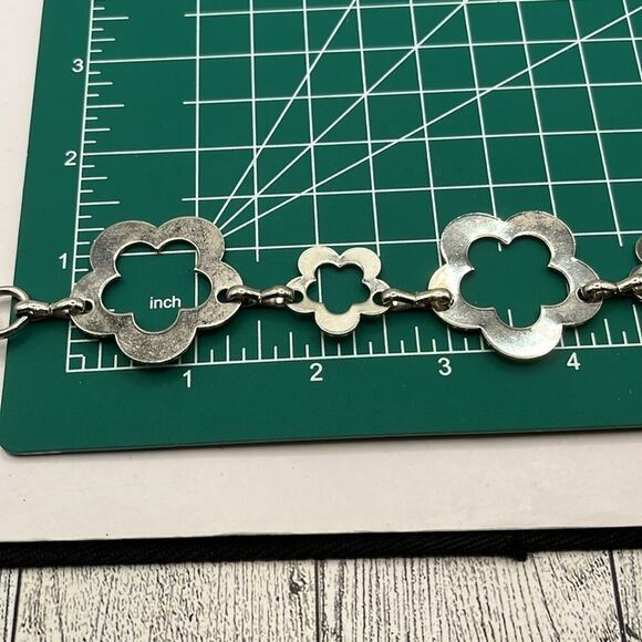 Gold Tone Boho Open Flower Concho Metal Chain Link Belt OS One Size - Picture 8 of 11